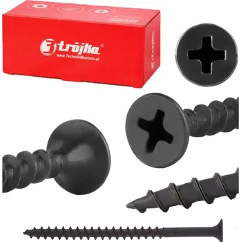 Vrták Šrouby do dřeva a sádrokartonu 4,2x70mm Černé Ph2 Fosfátované 1kg Pan Łącznik