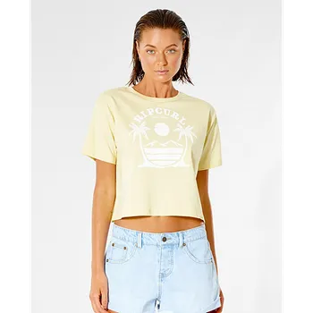Tričko Rip Curl PLAYABELLA CROP TEE Light Yellow velikost XS