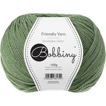 Příze Bobbiny bavlněná příze FRIENDLY YARN 1,5mm eucalyptus green