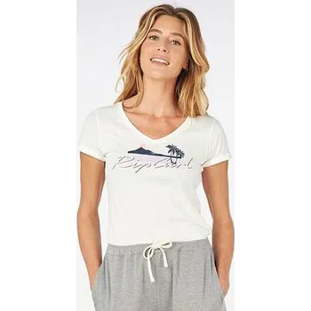 Pánské oblečení Tričko Rip Curl BASIC V TEE Bone velikost XL