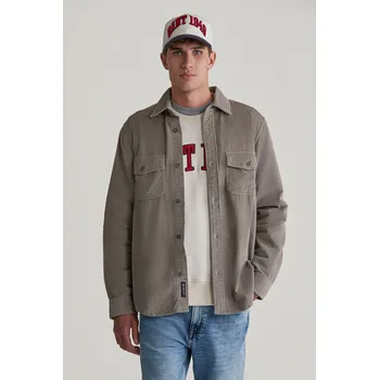 Pánské oblečení KOŠILE GANT REG CORDUROY OVERSHIRT WARM GREY