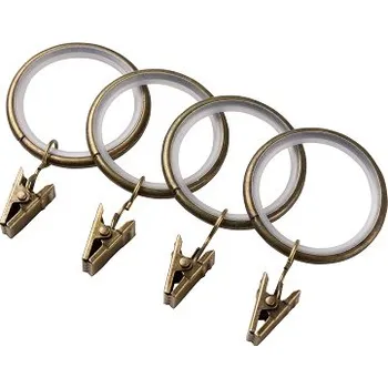 Příslušenství pro garnýž Tiché kroužky s žabkami 25 mm starožitné zlato - 10 ks