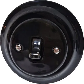 vypínač Keramický vypínač jednoduchý schodišťový ANTICA OLD černý s páčkami