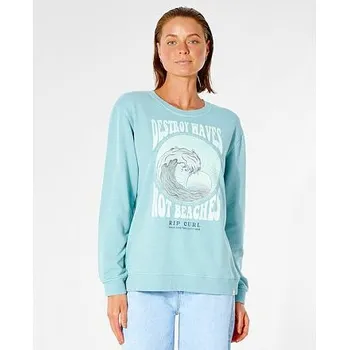 Dámská móda Mikina Rip Curl DESTROY WAVES CREW Teal velikost L