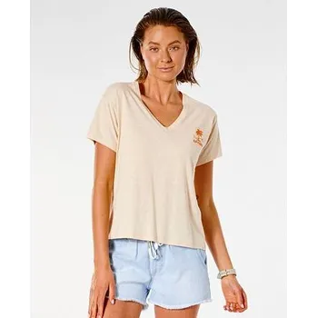 Pánská móda Tričko Rip Curl SWC V NECK TEE Nude velikost M