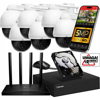 Bezpečnostní kamera Sada WiFi MONITORINGU: 6 otočných KAMER 5MPx s AUDIO a detekcí osob