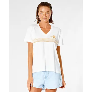 Tričko Rip Curl SUNSET V-NECK TEE Bone velikost L