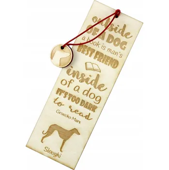 Doplněk ke knize Arabská chrt - gravírovaná záložka do knihy se psem, jméno psa