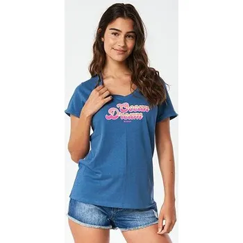 Tričko Rip Curl SURF REVIVAL V NECK TEE Dark Teal velikost L