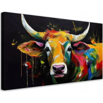 Obraz Obraz na plátně, Abstrakce Barevná Skotská Kráva 100x50