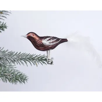 Vánoční ozdoba Ego Dekor Ozdoba vánoční ptáček, hnědá, 19cm 6 ks