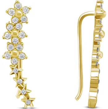 Náušnice Brilio Silver Hravé podélné pozlacené náušnice se zirkony EA81Y + 2 měsíce na vrácení zboží