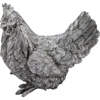 Soška SLEPICE MAGNESIA, stříbrná, 27x12,5x24,5cm (DOPRODEJ)|Ego Dekor