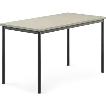 Jídelní stůl Stůl SONITUS, 1400x700x760 mm, antracitově šedé nohy, deska s linoleem, šedá