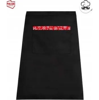 Kuchyňská zástěra Krátká číšnická zástěra Černá - XMAS RED - Kapsa - PL