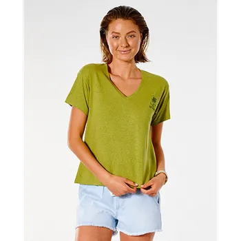 Pánská móda Tričko Rip Curl SWC V NECK TEE Green Olive velikost L