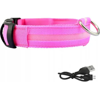 Obojek pro psa LED obojek pro PSY, voděodolný, nabíjení USB, RŮŽOVÝ, XL 52-60 cm