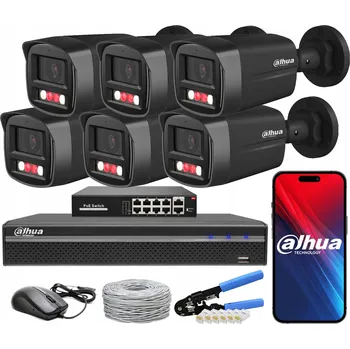 Bezpečnostní kamera Monitorovací sada Dahua 6 kamer 4Mpx IPC-HFW1439TL1-A-IL-BLACK PoE