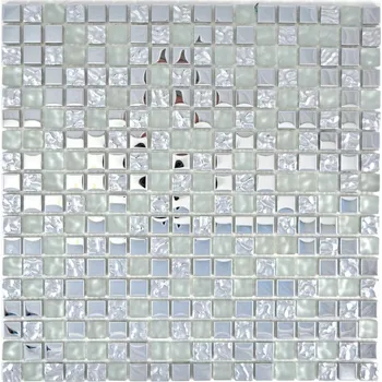 Skleněná mozaika WzorcowniaStudio 30 x 30 cm, odstíny šedé a stříbrné