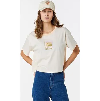 Pánské tričko Tričko Rip Curl COLOR BLOCK CROP TEE Off White velikost M