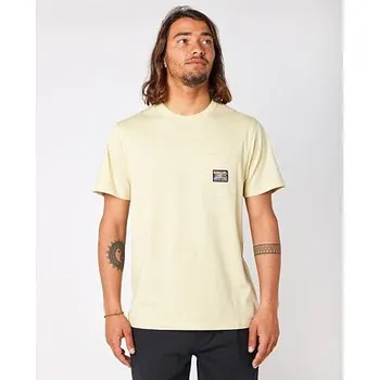 Pánské oblečení Tričko Rip Curl SURF PARADISE BADGE TEE Vintage Yellow velikost M