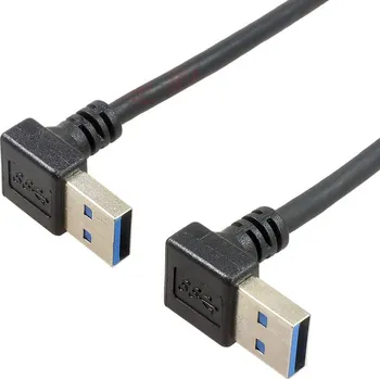 Kabel do PC USB 3.0 prodlužovací kabel, zahnutý, samec-samec vlevo-vpravo
