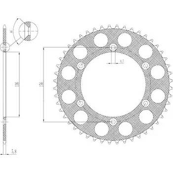 Řetězová sada pro motocykl duralová rozeta pro sekundární řetězy typu 520, SUNSTAR (51 zubů) HUSQVARNA TE 511 ie 2011-2012