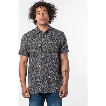 Pánská košile Košile Rip Curl SWC MOTIF LINEN S/S SHIRT Black velikost XL