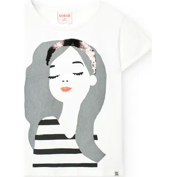 Dívčí oblečení Tričko s krátkým rukávem, bílé, dívka, Boboli Velikosti: 152