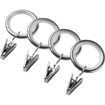 Příslušenství pro garnýž Tiché kroužky s žabkami 19 mm ocelový efekt - 10 ks