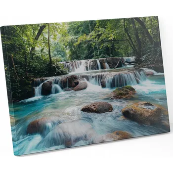 Obraz Obraz na plátně DO OBÝVÁKU 100x70 VZORY VÝHLED VODOPÁD VODA LES KAMENY