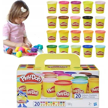 Modelovací hmota MODELÍNA PLASTELÍNA PLAY DOH TUBY 20 BAREV 20-BALENÍ HASBRO KRABIČKA HRNKY