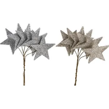 Zápich hvězdy, stříbrná/zlatá, PE obal, 12ks (DOPRODEJ)|Ego Dekor