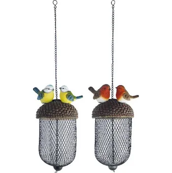 Zahradní dekorace Krmítko pro ptáky Zvířátka a postavy OUTDOOR TRUE TO NATURE Ptáčci a žalud, 22cm|výběr z variant|Esschert Design - žlutá