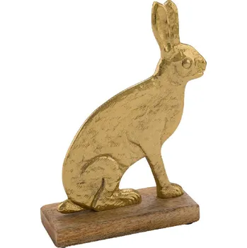 Dekorace ZAJÍC,hliník, zlatá, 11,4x5x16,5cm (DOPRODEJ)|Ego Dekor