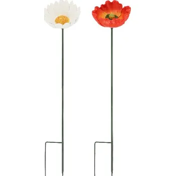 umělá květina Zápich Květina OUTDOOR, kopretina(č.1)/mák(č.2), 111cm|výběr z variant|Esschert Design - červená