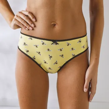 Kalhotky Blancheporte Sada 4 kalhotek midi se sladěným motivem včel černá/žlutá 38/40