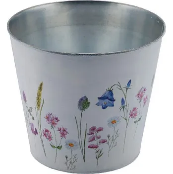 Obal na květináč LOUKA, zinek, bílá, pr.26x21cm, (balení obsahuje 1ks)|Ego Dekor