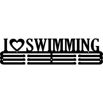 Věšák I Love Swimming #2 - ČERNÝ Věšák na medaile 60cm