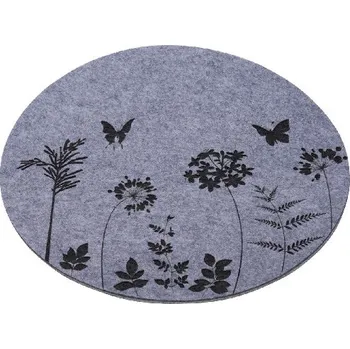 prostírání Prostírání Luční traviny, oválné, plsť, šedá/černá, 38x38x0,8cm (DOPRODEJ)|Ego Dekor