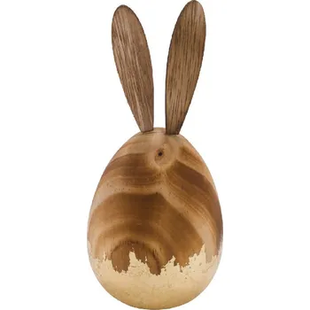 Dekorace ZAJÍČEK, dřevo, přírodní/zlatá, 5,3x5,3x11cm (DOPRODEJ)|Ego Dekor
