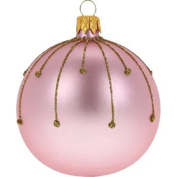 Vánoční dekorace Ozdoba vánoční, koule kapky, růžováová, 8cm (DOPRODEJ POSLEDNÍCH KOUSKŮ) - BALENÍ OBSAHUJE 6 ks!|Ego Dekor