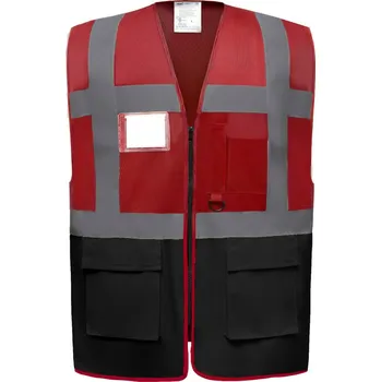 pracovní vesta Yoko Vesta HVW801 Hi-Vis, multifunkční, výstražná COT79W80187601-red/black S Červená/černá