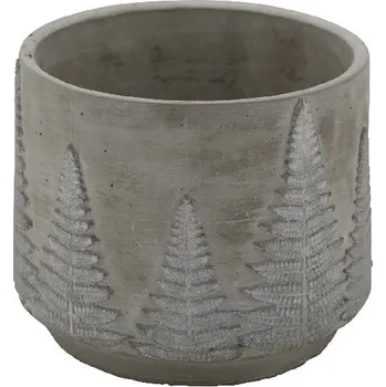Nádoba s kapradinou, šedá a stříbrná, pr.17,5x14cm|Ego Dekor