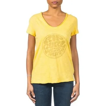 Pánské tričko Tričko Rip Curl RIPCURL WETSUITS LOGO TEE Cream Gold velikost M