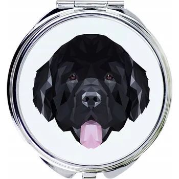 Obraz Kompaktní kapesní zrcátko s novofundlandským psem – geometrický design