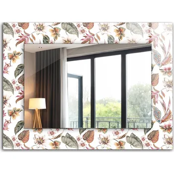 Zrcadlo Krásné moderní zrcadlo s ozdobným rámem dekor loft 80x60 cm Květiny a listy