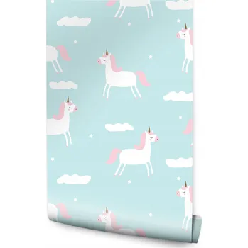 Fototapeta Dekorativní tapeta do dětského pokoje jednorožci a mráčky