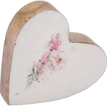 Dekorace srdce Romantic, mango, přírodní/růžová/bílá, 21,2x2,5x21cm (DOPRODEJ)|Ego Dekor