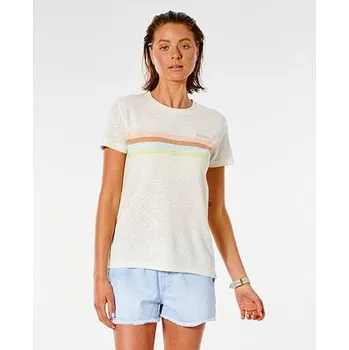Pánská móda Tričko Rip Curl TWIN FIN STRIPE TEE Bone velikost L